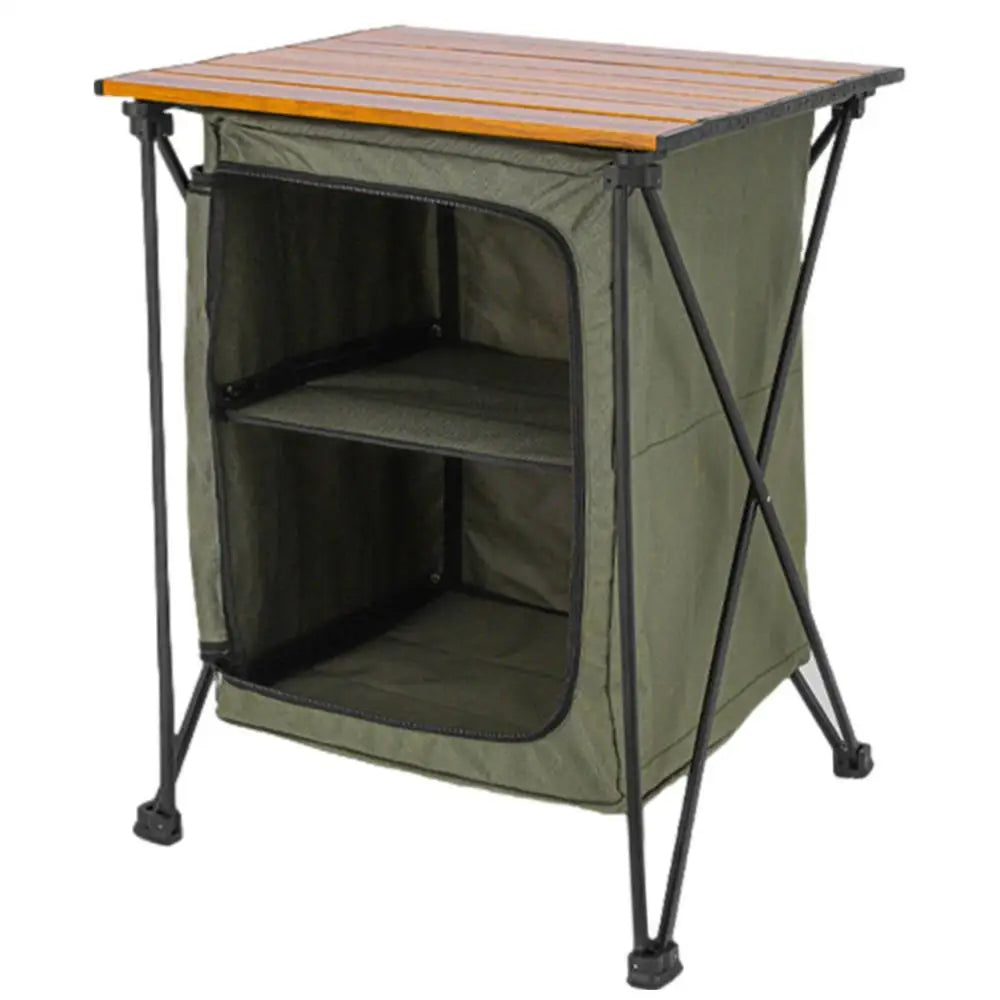 Folding Outdoor Cooking Cupboard Storage Organizer for Camping Kitchen Station Folding Cooking Table with Storage Organizer