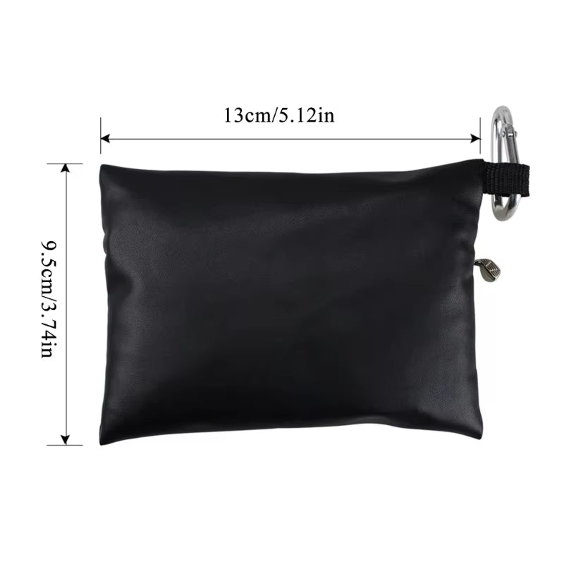 Golf Ball Leather Golf Storage Bag Portable Golf Ball Bag with Carabiner Waterproof Golf Ball