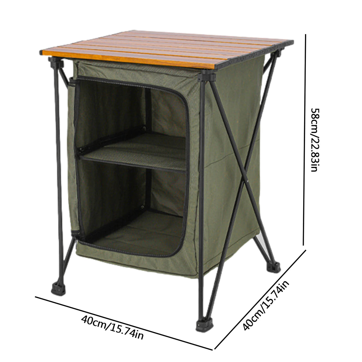 Folding Outdoor Cooking Cupboard Storage Organizer for Camping Kitchen Station Folding Cooking Table with Storage Organizer