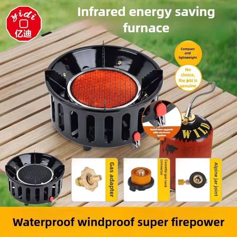 21000W 7-Core Camping Stove High-Power Strong Fire Portable Tourist Gas Burner Windproof Electronic Ignition Camping Equipment