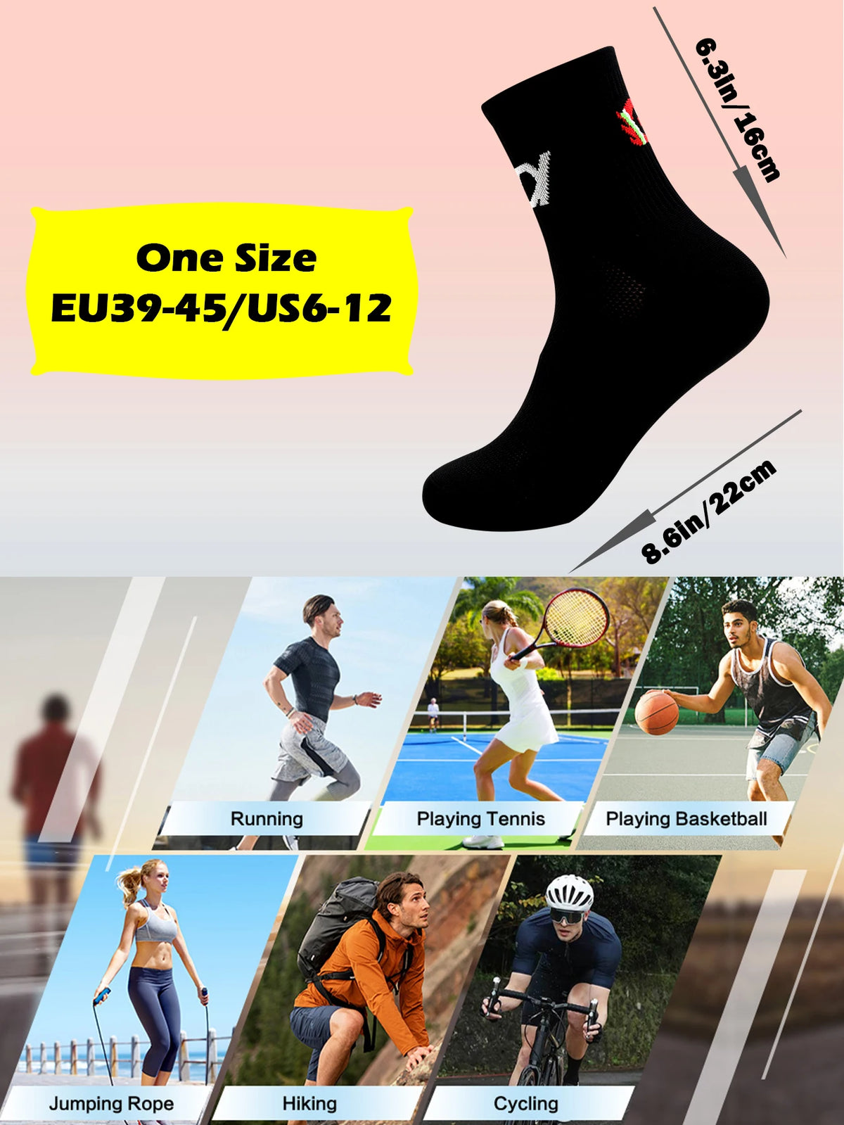 1 Pair Athletic Performance Cycling Socks for Men & Women