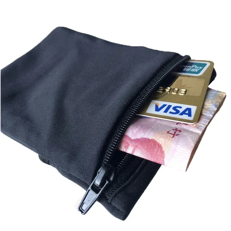 Badminton Tennis Sport Armband with Sweatproof Zipper Pocket Multi-Functional Gym Running Cycling Wrist Wallet for 4-6.5" Phones