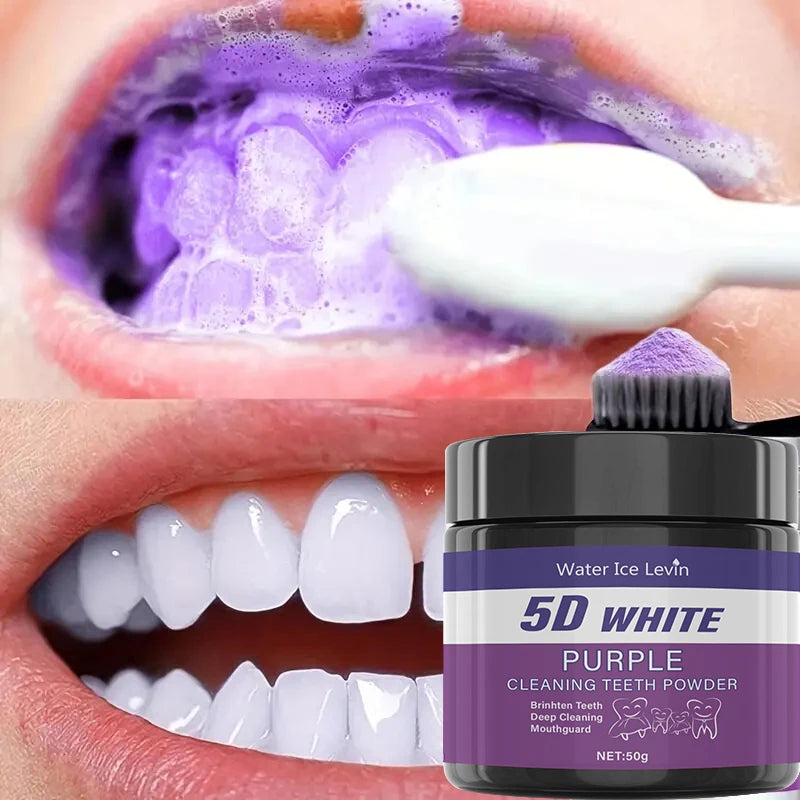 Purple Tooth Cleaning Powder Sulfate-Free Deep Clean & Polish Whitens Teeth in 5 Days Portable Daily Use for Oral Care