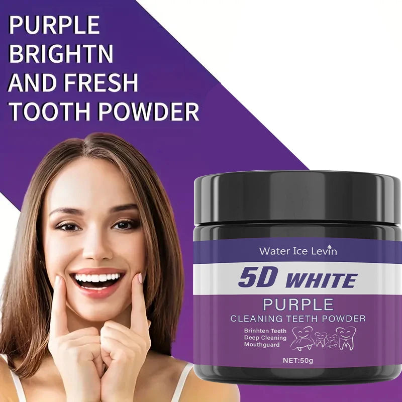 Purple Tooth Cleaning Powder Sulfate-Free Deep Clean & Polish Whitens Teeth in 5 Days Portable Daily Use for Oral Care