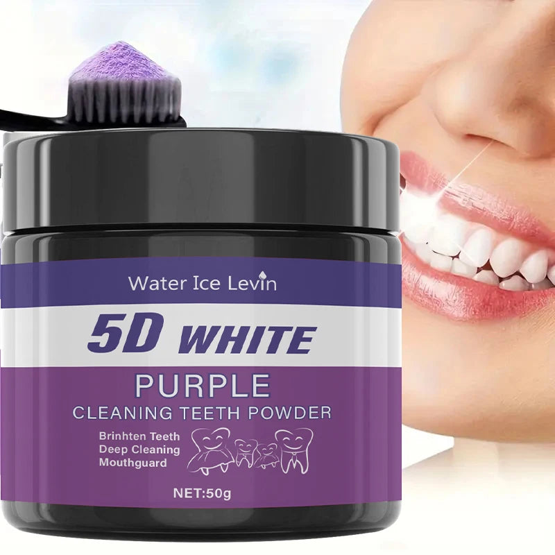 Purple Tooth Cleaning Powder Sulfate-Free Deep Clean & Polish Whitens Teeth in 5 Days Portable Daily Use for Oral Care