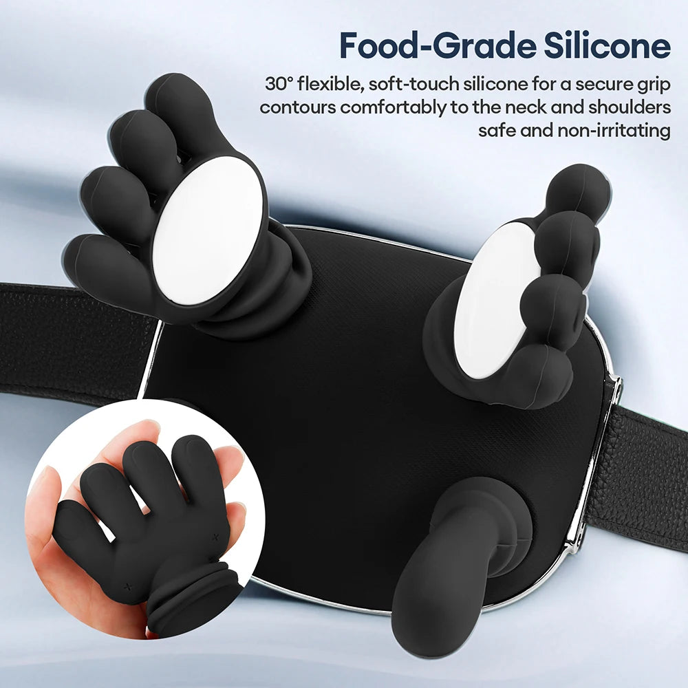 Black 4D Bionic Finger Neck Shoulder Massager Trapezius Neck Cervical Kneading Massage Shawl Brushless Motor Neck Masajeador