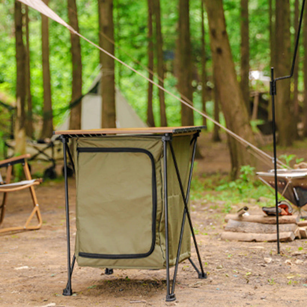 Folding Outdoor Cooking Cupboard Storage Organizer for Camping Kitchen Station Folding Cooking Table with Storage Organizer