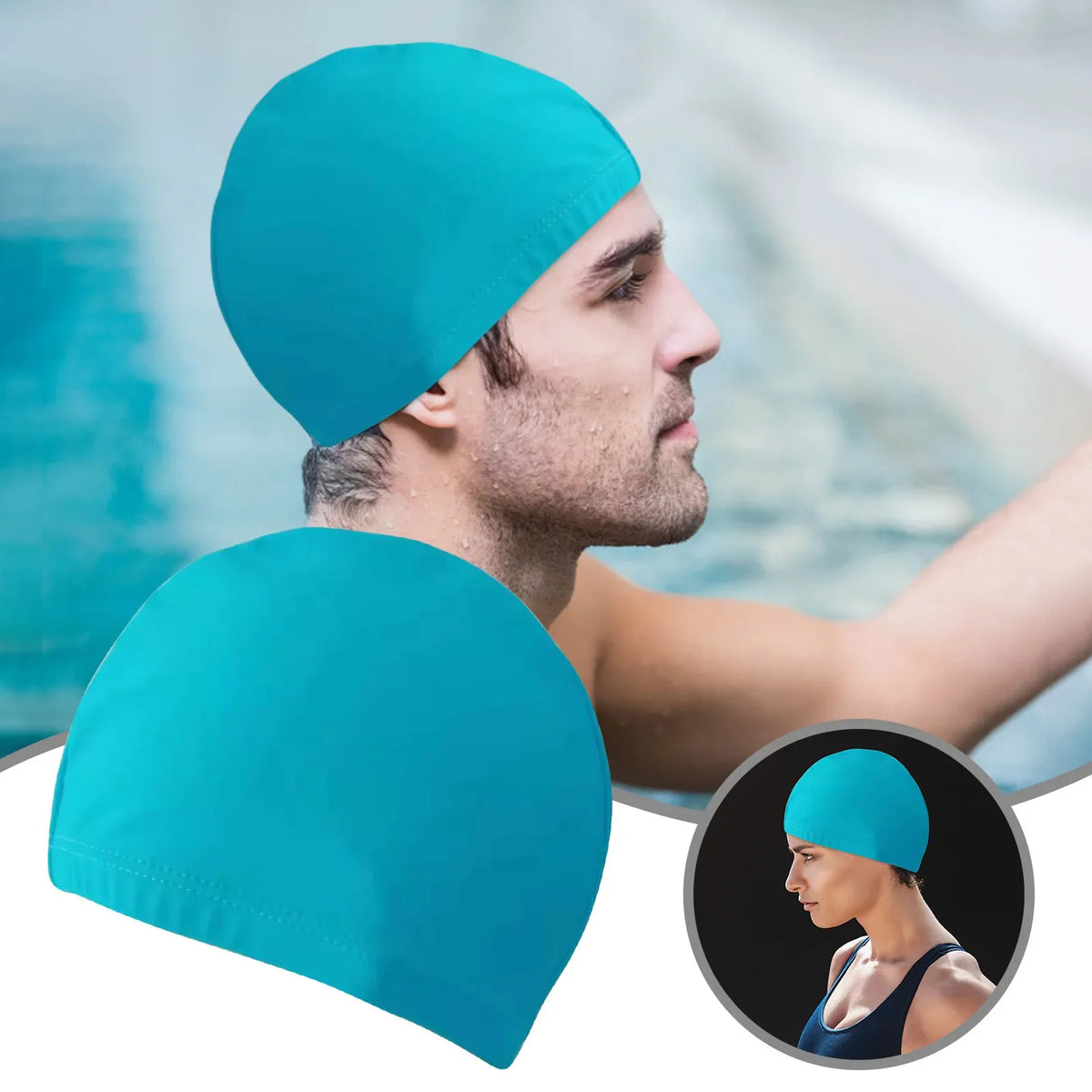 Swimming Cap Elastic Nylon Ear Guards Long Hair Pool Cap Slim Swimming Cap Swimming Accessories