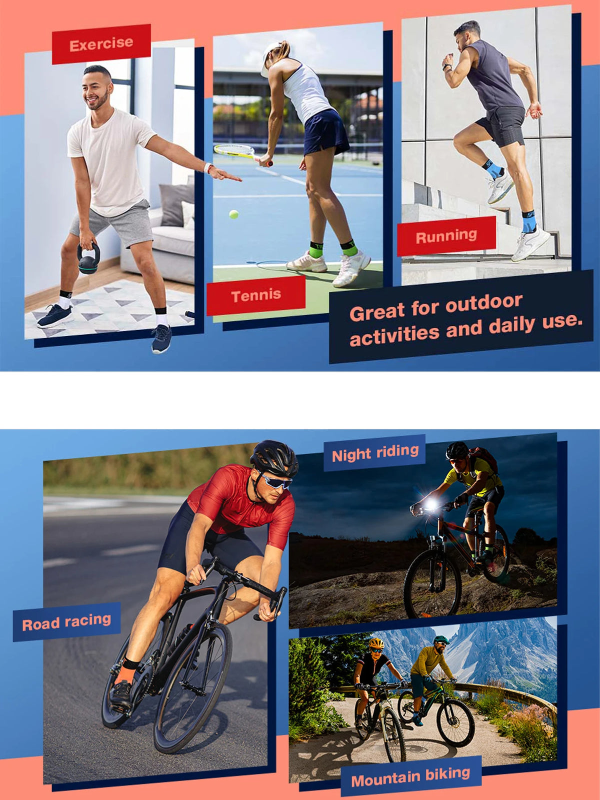 1 Pair Athletic Performance Cycling Socks for Men & Women