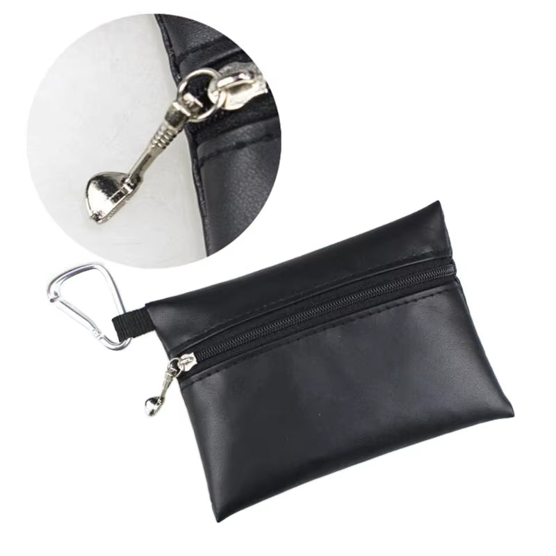 Golf Ball Leather Golf Storage Bag Portable Golf Ball Bag with Carabiner Waterproof Golf Ball