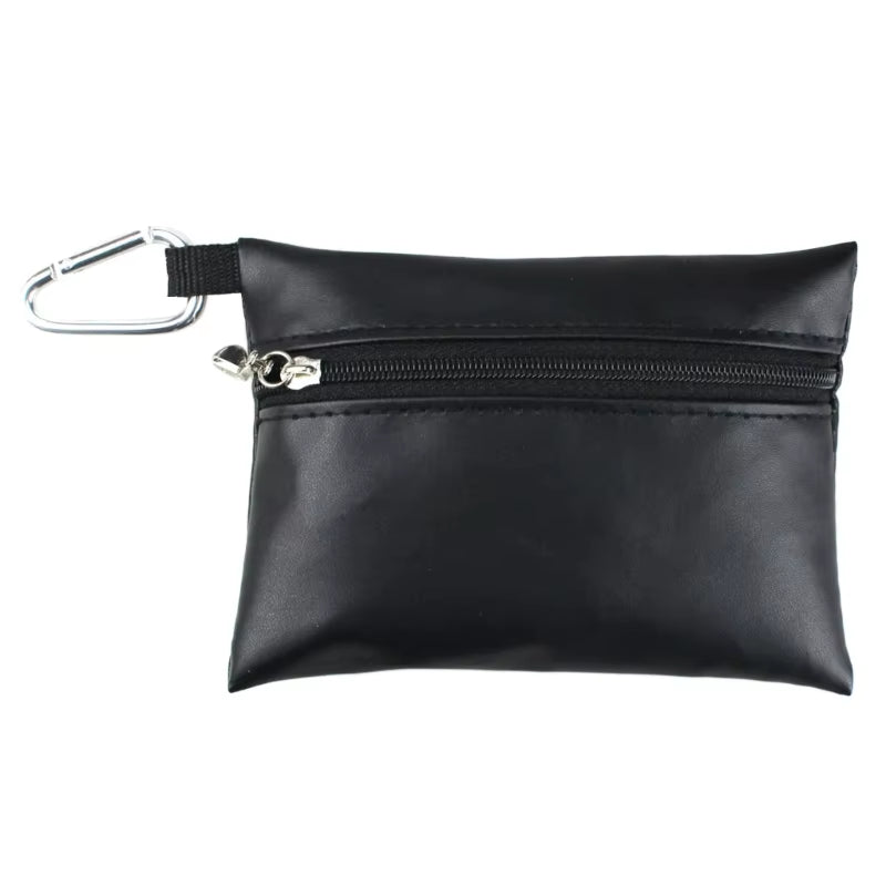 Golf Ball Leather Golf Storage Bag Portable Golf Ball Bag with Carabiner Waterproof Golf Ball