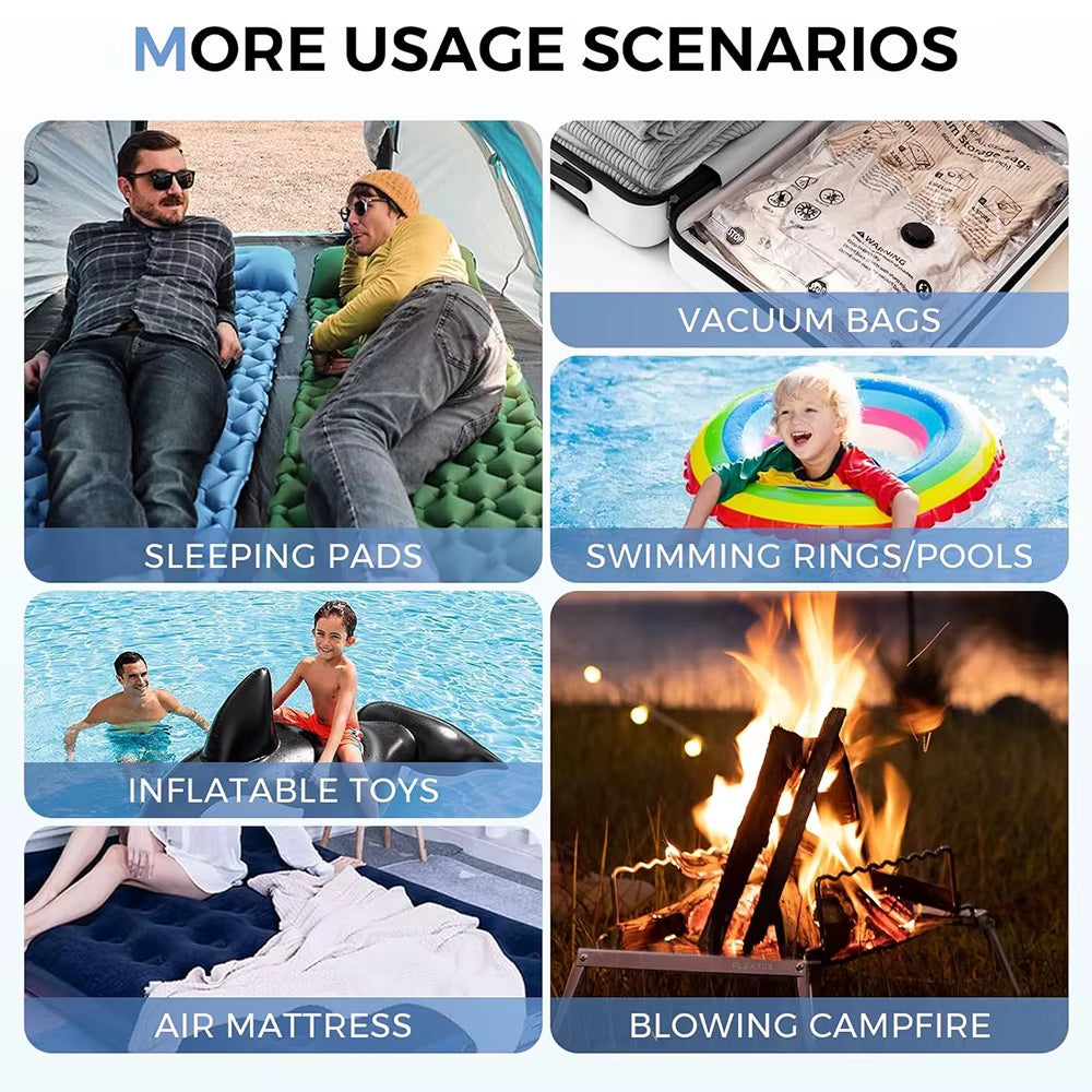 FLEXTAIL Portable Air Pump, Mini Camping Pump with Light, USB-C Charging, Ideal for Sleeping Pads, Air Bed Mattress, Vacuum Bags