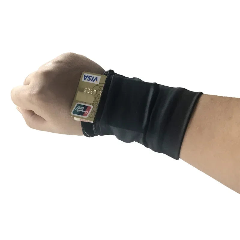 Badminton Tennis Sport Armband with Sweatproof Zipper Pocket Multi-Functional Gym Running Cycling Wrist Wallet for 4-6.5" Phones