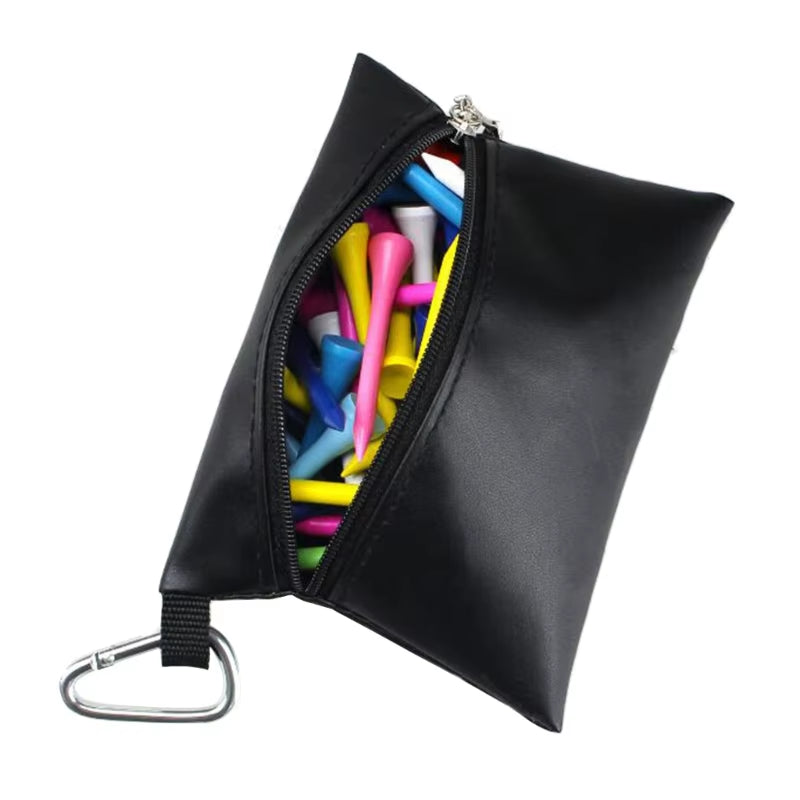 Golf Ball Leather Golf Storage Bag Portable Golf Ball Bag with Carabiner Waterproof Golf Ball